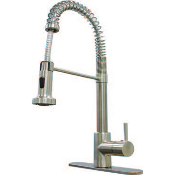American Brass SP5000N-A RV Kitchen Faucet w Hi-Arc Coiled Hammer Spout Single Lever Handle&Pull-Down Sprayer-8" SP5000N-A